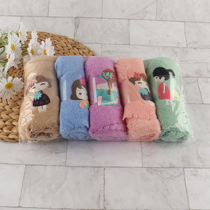 New Product 5PCS Cartoon Super Absorbent Coral Fleece Towels for Kids