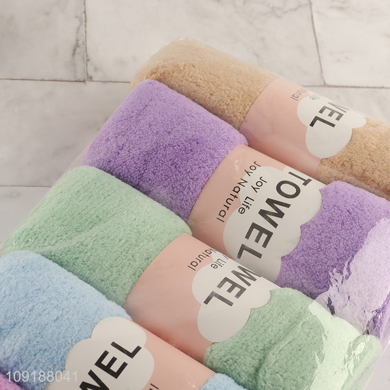 Hot Selling 5PCS Solid Color Towels Ultral Absorbent Coral Fleece Towels