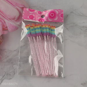 New Product Disposable Colorful Eyelash Brush with Crystal Handle