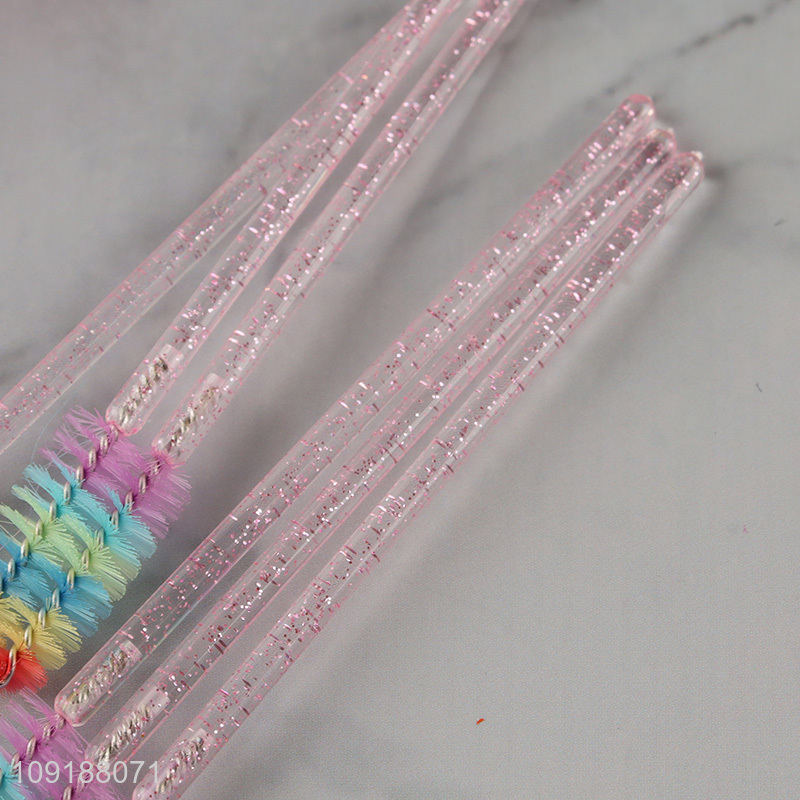 New Product Disposable Colorful Eyelash Brush with Crystal Handle