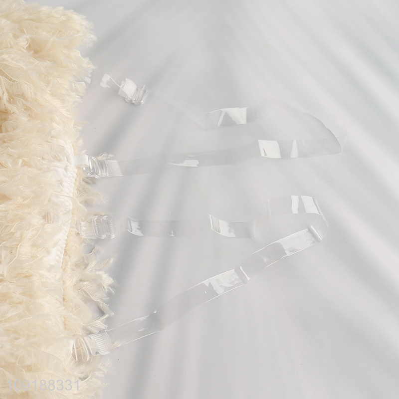 New Product Womens Fuzzy Bras Going Out Bras with Clear Straps