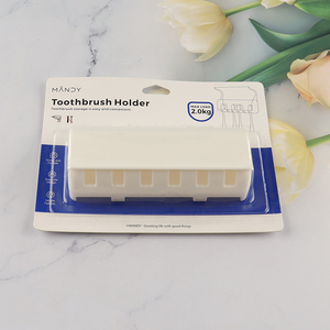 New Arrival 6 Slots Self Adhesive Wall Mounted Plastic <em>Toothbrush</em> <em>Holder</em>