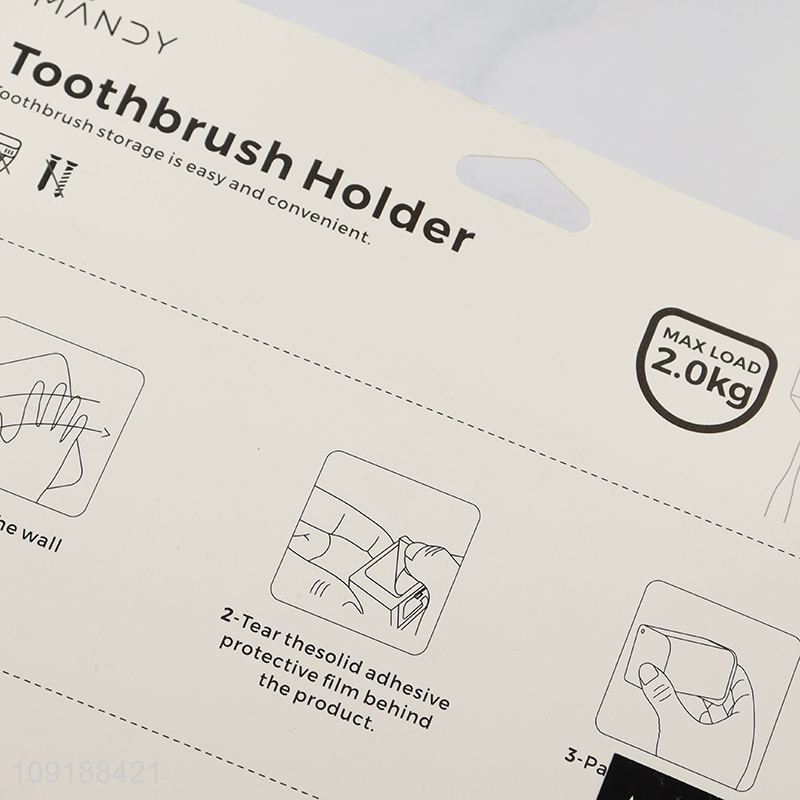 New Arrival 6 Slots Self Adhesive Wall Mounted Plastic Toothbrush Holder