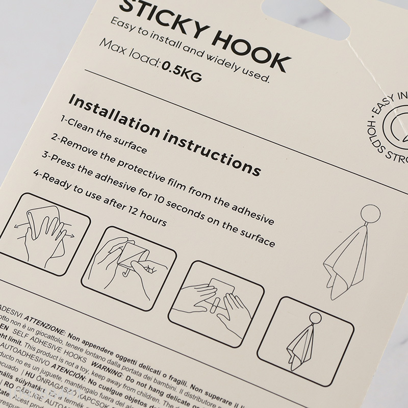 Factory Supply 4 Pieces Adhesive Hooks Wall Hooks For Hanging Towels