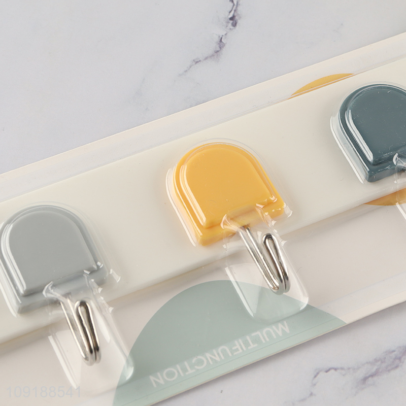 Factory Supply 5 Hooks Adhesive Hooks Heavy Wall Mounted Coat Rack