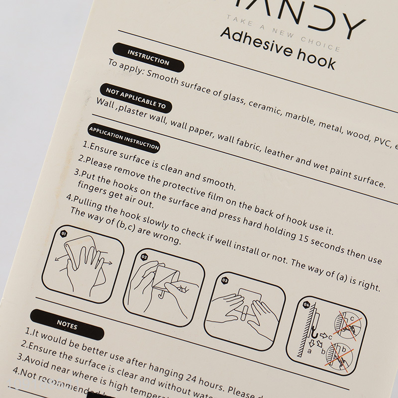 High Quality 2 Pieces Adhesive Hooks Wall Mounted Coat Towel Hooks