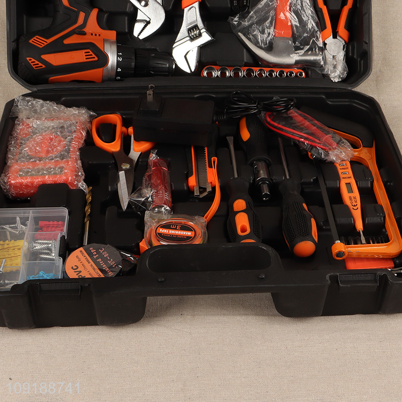 China supplier 57pcs professional hardware tool kit lithium battery drill kit