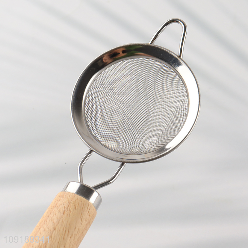 Wholesale Stainless Steel Fine Mesh Strainer Colander with Wooden Handle