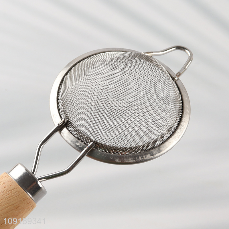 Wholesale Stainless Steel Fine Mesh Strainer Colander with Wooden Handle