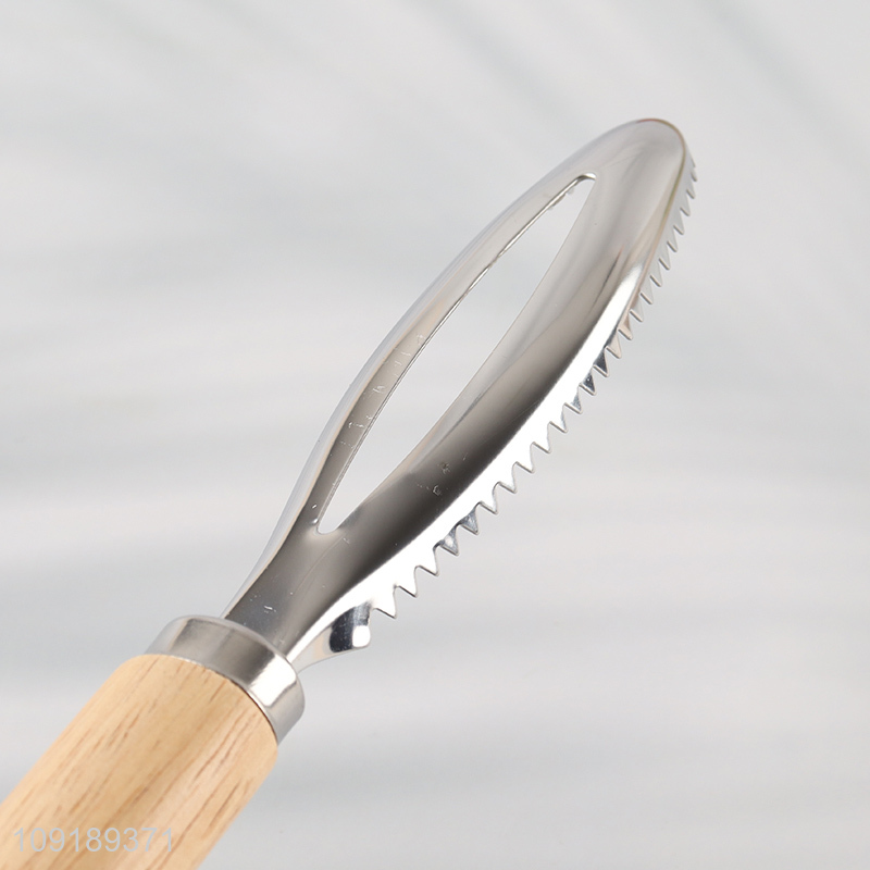 Online Wholesale Stainless Steel Fish Scale Remover with Wooden Handle