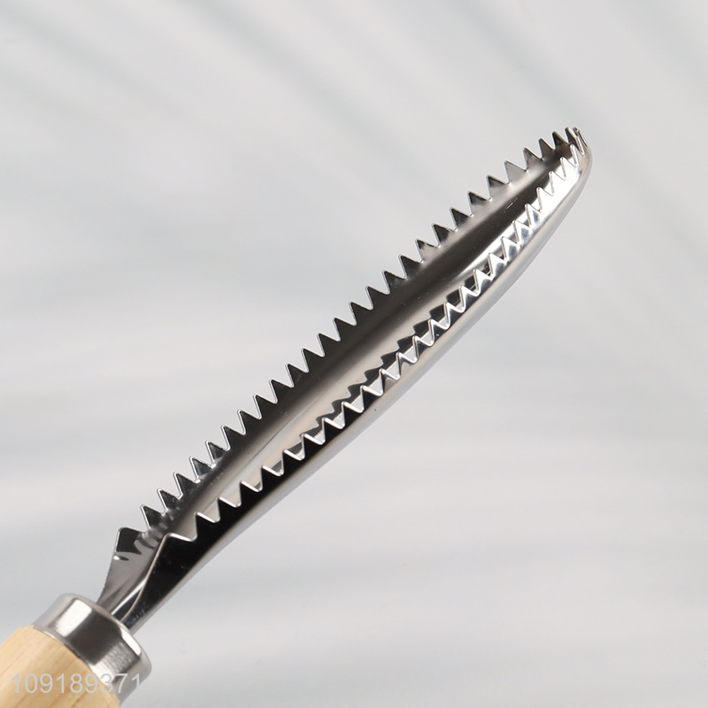 Online Wholesale Stainless Steel Fish Scale Remover with Wooden Handle