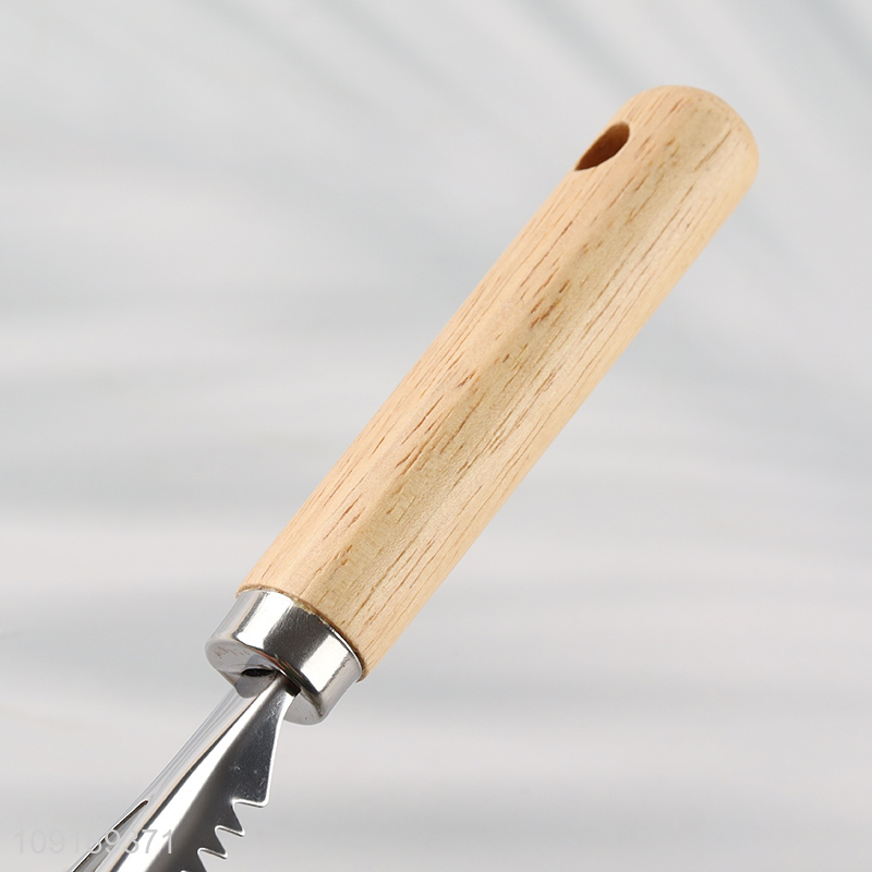 Online Wholesale Stainless Steel Fish Scale Remover with Wooden Handle