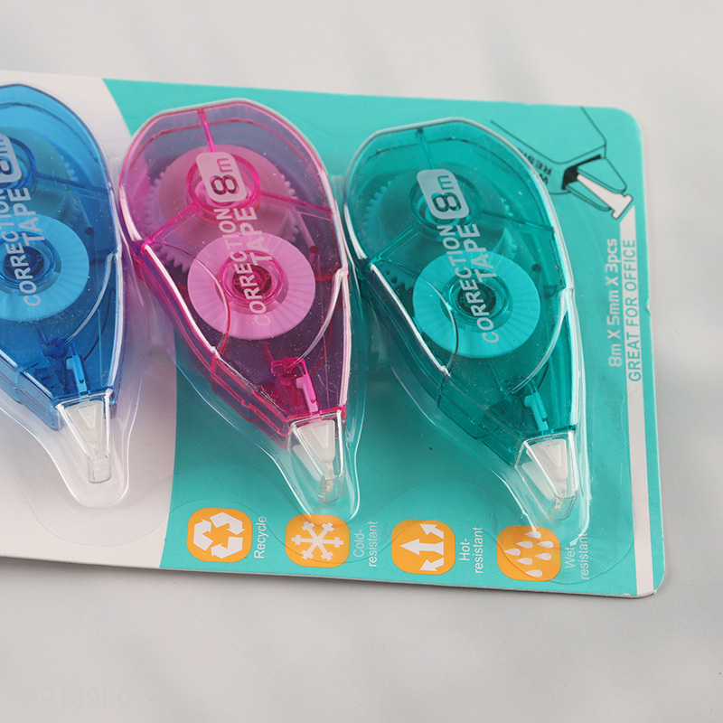 Factory Supply 3PCS 5mm*8m Non-Toxic Correction Tape for Instant Corrections