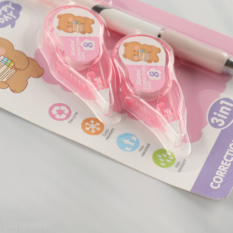 Hot Selling 3PCS Correction Tape and Correction Fluid Set School Office Supplies