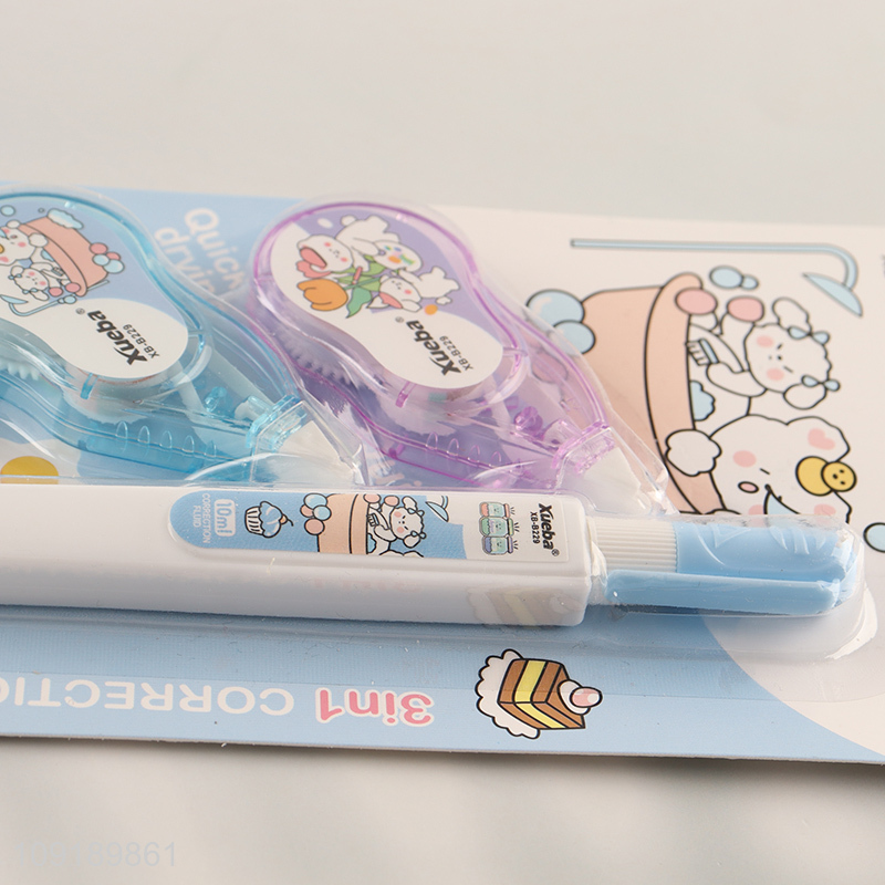 Good Quality 3PCS Correction Tape and Correction Fluid Set Kids Students Stationery