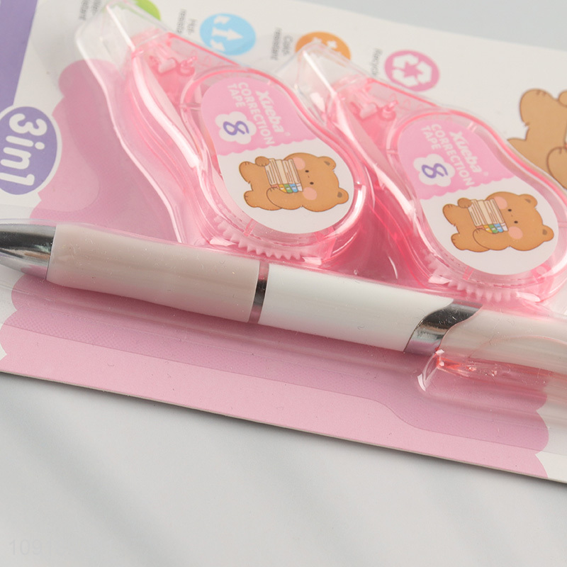 Hot Selling 3PCS Correction Tape and Correction Fluid Set School Office Supplies