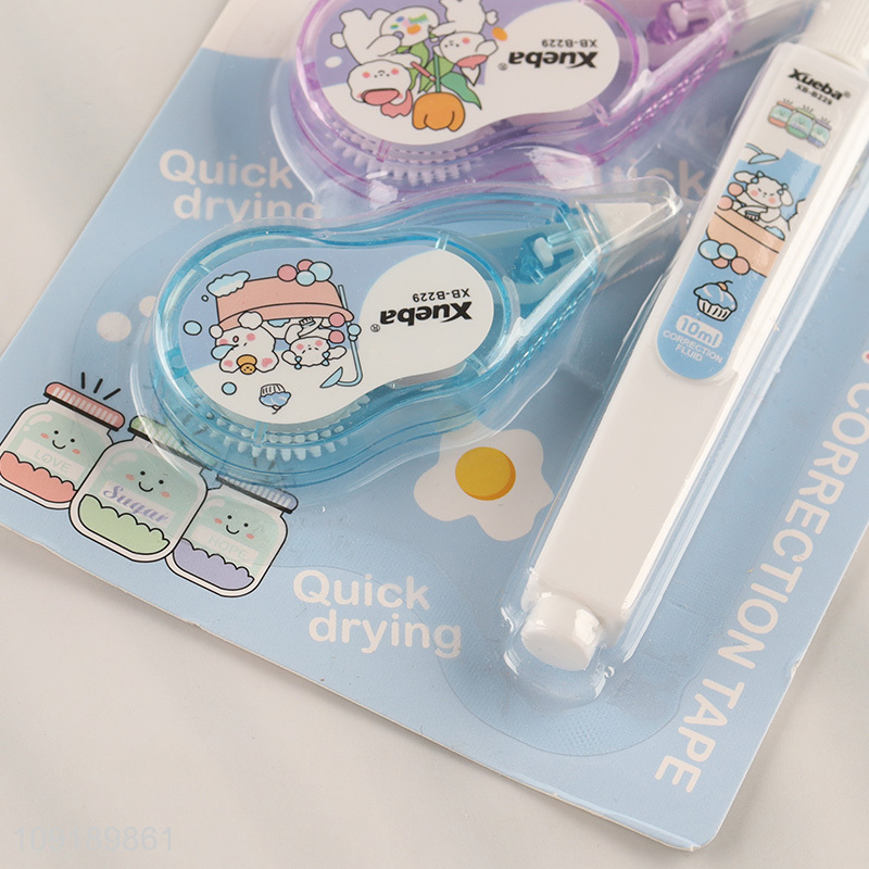 Good Quality 3PCS Correction Tape and Correction Fluid Set Kids Students Stationery