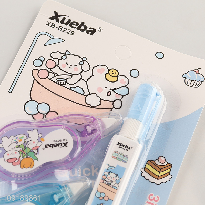 Good Quality 3PCS Correction Tape and Correction Fluid Set Kids Students Stationery