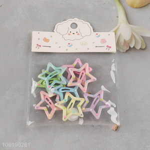 Hot Selling Colorful Metal Snap Star Hair Clips for Girls