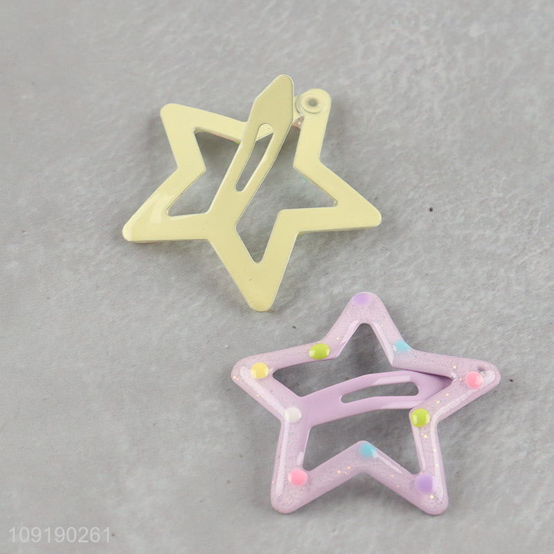 Hot Selling Colorful Metal Snap Star Hair Clips for Girls
