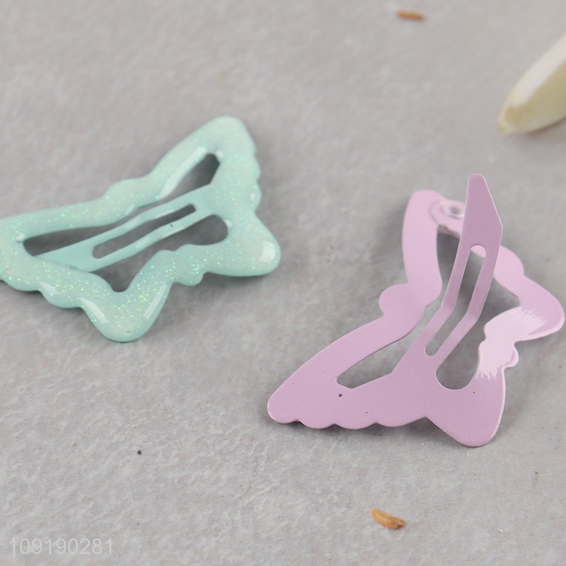 High Quality Colorful Metal Snap Butterfly Hair Clips for Kids
