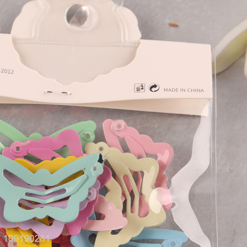 High Quality Colorful Metal Snap Butterfly Hair Clips for Kids