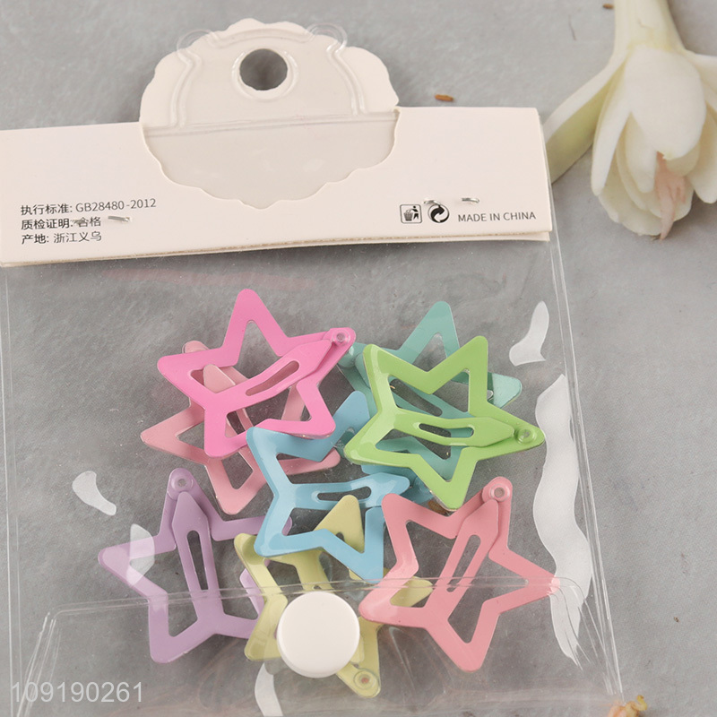 Hot Selling Colorful Metal Snap Star Hair Clips for Girls