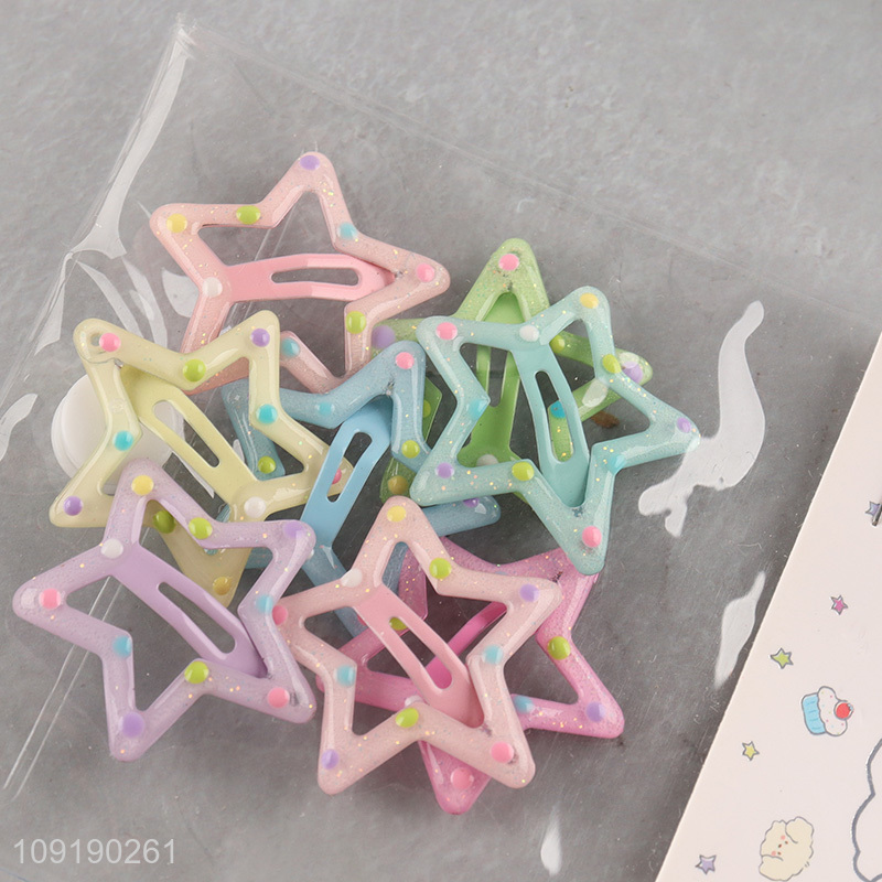 Hot Selling Colorful Metal Snap Star Hair Clips for Girls