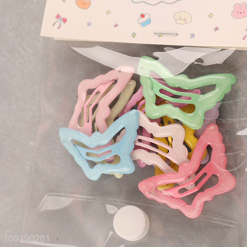 High Quality Colorful Metal Snap Butterfly Hair Clips for Kids