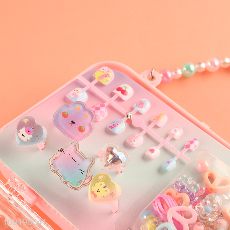 China Imports Girls Handbag Press On Nails Hair Ties Loose Beads Set