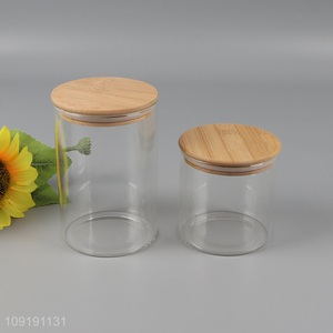 China products clear glass round sealed storage jar with lid
