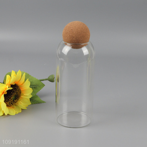 Popular products high borosilicate glass spherical cork storage tank storage jar