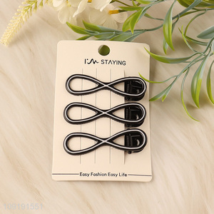 China Wholesale 3 Pieces Black Alligator Hair Clips Metal Hair Accessories