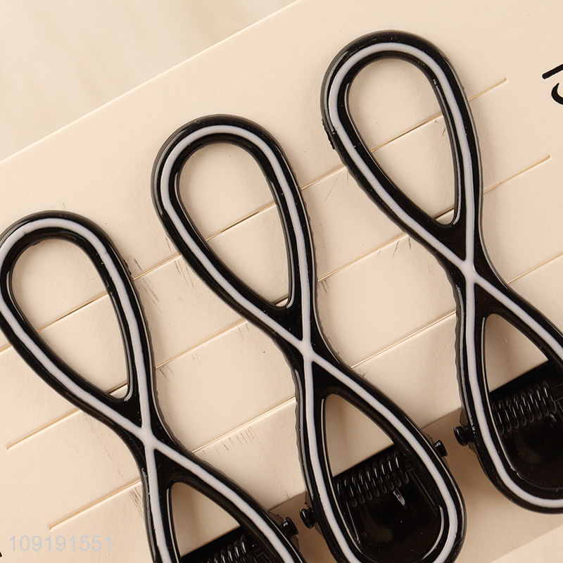 China Wholesale 3 Pieces Black Alligator Hair Clips Metal Hair Accessories