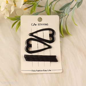 Factory Price 8 Pieces Black Metal Hair Clips Metal Hairpins Set