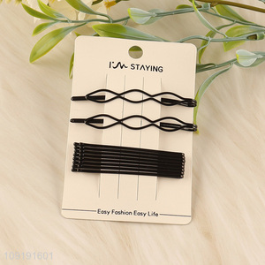 High Quality 10 Pieces Black Metal Hair Clips Hairpin Set for Women