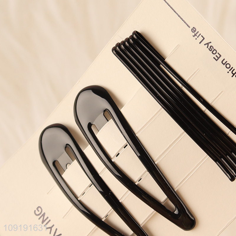 Factory Supply 8 Pieces Black Metal Hair Clips Set for Women Girls