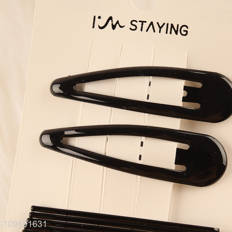 Factory Supply 8 Pieces Black Metal Hair Clips Set for Women Girls