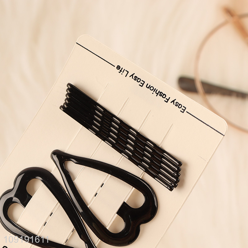 Factory Price 8 Pieces Black Metal Hair Clips Metal Hairpins Set