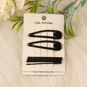 Factory Supply 8 Pieces Black Metal Hair Clips Set for Women Girls