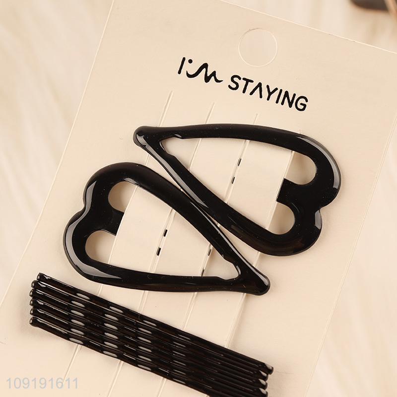 Factory Price 8 Pieces Black Metal Hair Clips Metal Hairpins Set