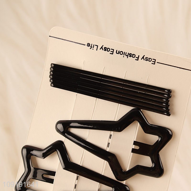 Wholesale 8 Pieces Black Hair Clips Metal Hair Pins for Kids Girls