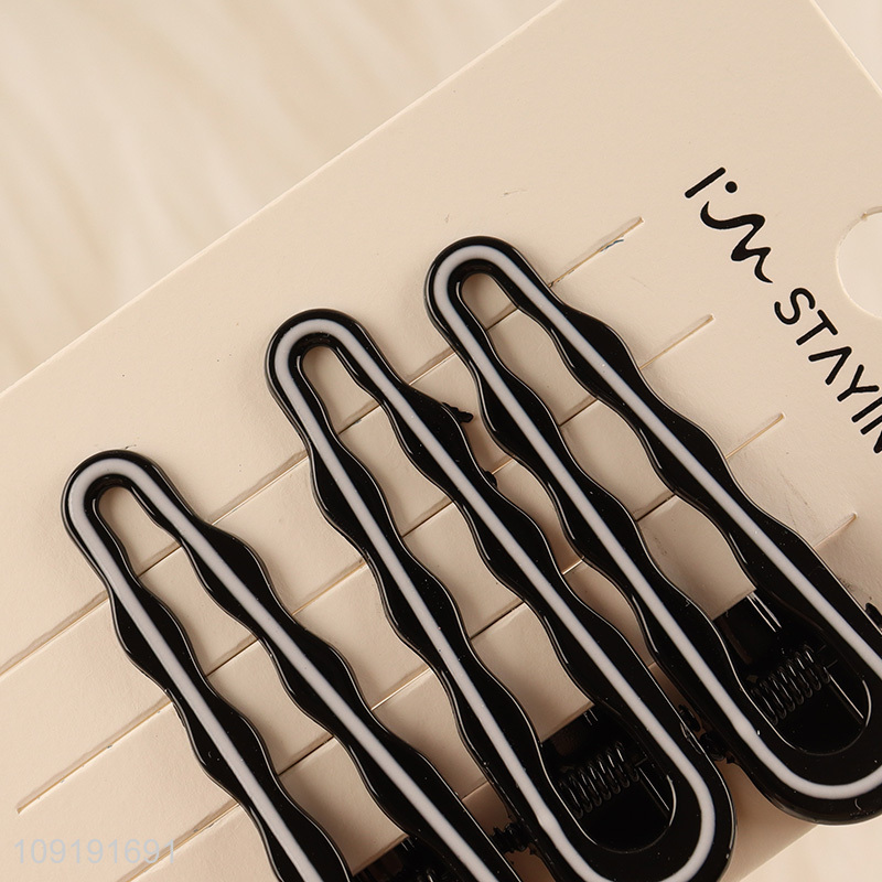 High Quality 3 Pieces Black Alligator Hair Clips Metal Hair Accessories