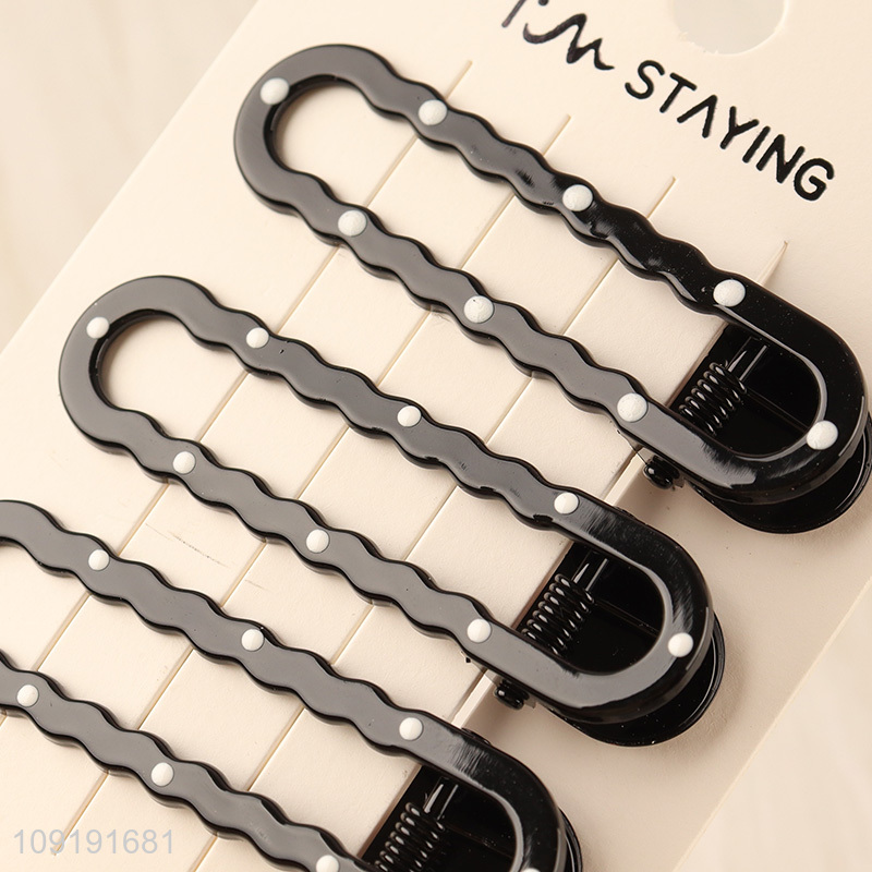 New Product 3 Pieces Black Metal Alligator Hair Clips Metal Hairpins