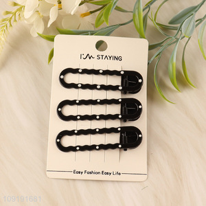 New Product 3 Pieces Black Metal Alligator Hair Clips Metal Hairpins