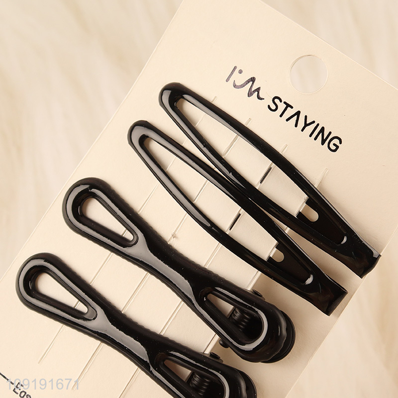 Hot Selling 4 Pieces Black Metal Hair Clips Set for Women Girls Kids