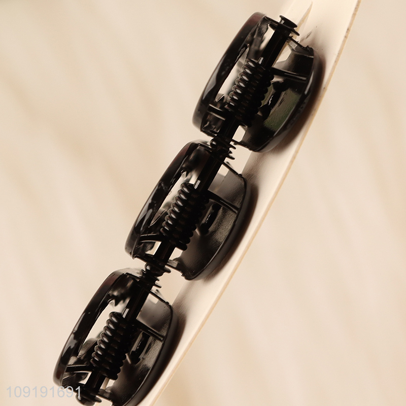 High Quality 3 Pieces Black Alligator Hair Clips Metal Hair Accessories