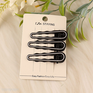 High Quality 3 Pieces Black Alligator Hair Clips Metal Hair Accessories