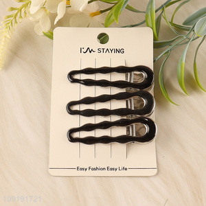 Factory Supply 3 Pieces Black Alligator Hair Clips Non-Slip Hair Clips