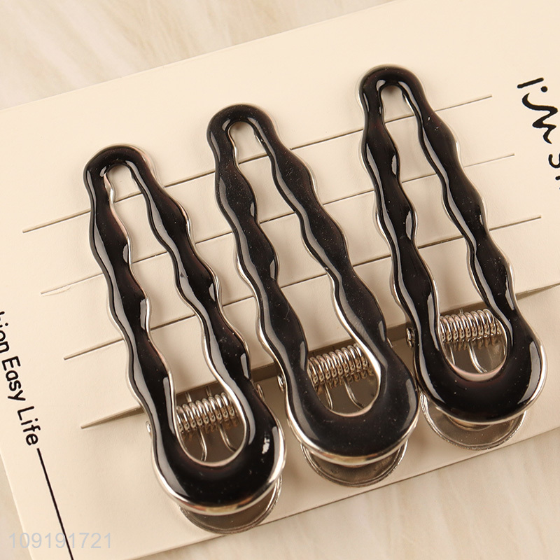 Factory Supply 3 Pieces Black Alligator Hair Clips Non-Slip Hair Clips